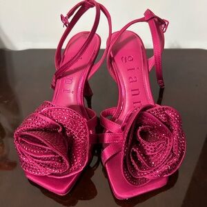 Hot Pink Gianni Bini Studded Flower Heel Size 7.5